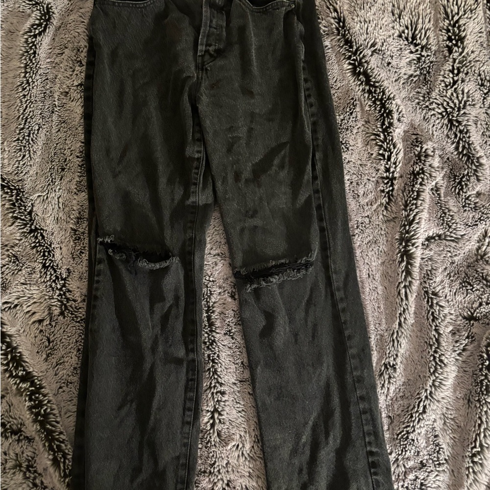 PacSun Black Distressed Flare Jeans
